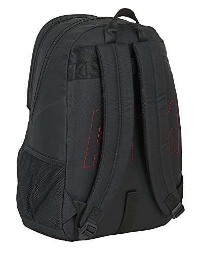 Safta Mochila Escolar de Atlético de Madrid Corporativa, 320x150x420 mm, Negro