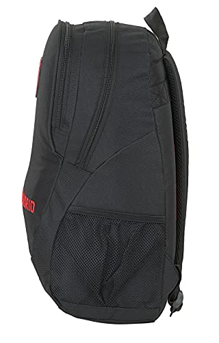 Safta Mochila Escolar de Atlético de Madrid Corporativa, 320x150x420 mm, Negro