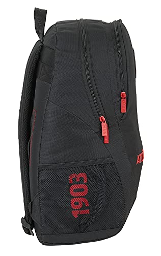 Safta Mochila Escolar de Atlético de Madrid Corporativa, 320x150x420 mm, Negro