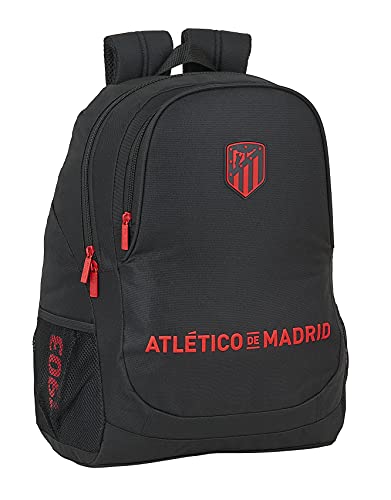 Safta Mochila Escolar de Atlético de Madrid Corporativa, 320x150x420 mm, Negro