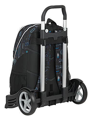 Safta Mochila Espalda Ergonómica con Carro Evolution de Batman Bat-Tech, 320x160x440 mm, Negro