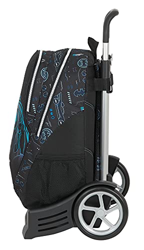 Safta Mochila Espalda Ergonómica con Carro Evolution de Batman Bat-Tech, 320x160x440 mm, Negro