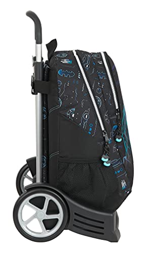 Safta Mochila Espalda Ergonómica con Carro Evolution de Batman Bat-Tech, 320x160x440 mm, Negro