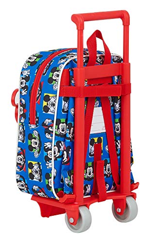 Safta Mochila Guardería con Carro Mickey Mouse Me Time, 220x100x270mm, Azul/Rojo