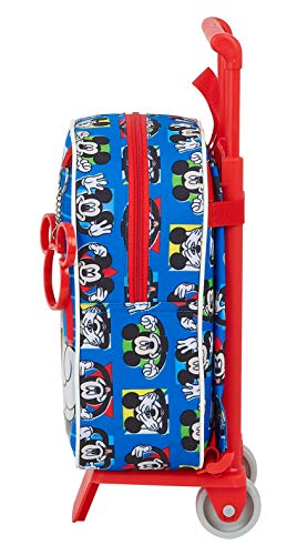 Safta Mochila Guardería con Carro Mickey Mouse Me Time, 220x100x270mm, Azul/Rojo