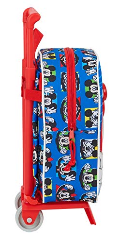 Safta Mochila Guardería con Carro Mickey Mouse Me Time, 220x100x270mm, Azul/Rojo