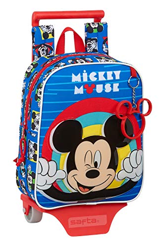 Safta Mochila Guardería con Carro Mickey Mouse Me Time, 220x100x270mm, Azul/Rojo