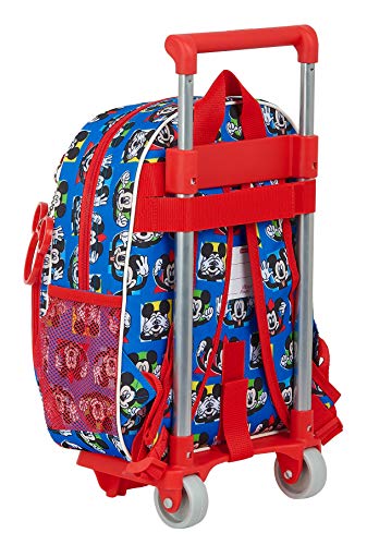 Safta Mochila Infantil de Mickey Mouse Me Time con Carro 705, 280x100x340mm, Azul/Rojo, M (M020)