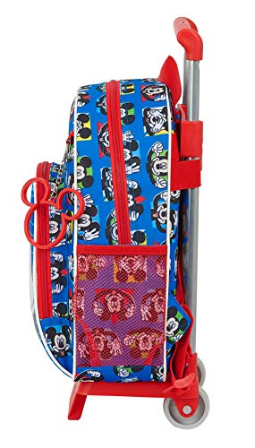 Safta Mochila Infantil de Mickey Mouse Me Time con Carro 705, 280x100x340mm, Azul/Rojo, M (M020)