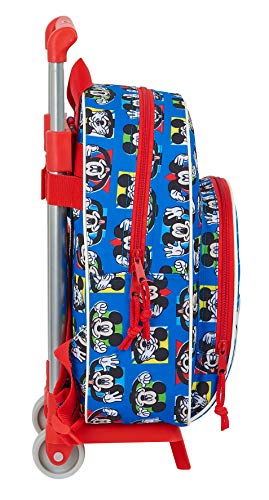 Safta Mochila Infantil de Mickey Mouse Me Time con Carro 705, 280x100x340mm, Azul/Rojo, M (M020)