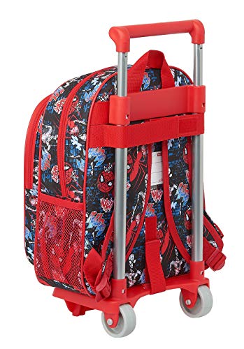 Safta Mochila Infantil de SpiderMan Go Hero con Carro 705, 270x100x330mm, negro/rojo, M