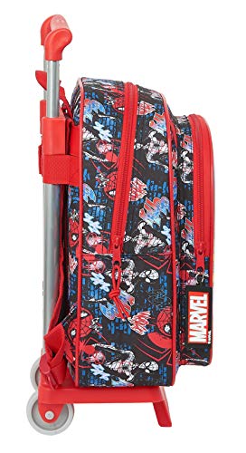 Safta Mochila Infantil de SpiderMan Go Hero con Carro 705, 270x100x330mm, negro/rojo, M