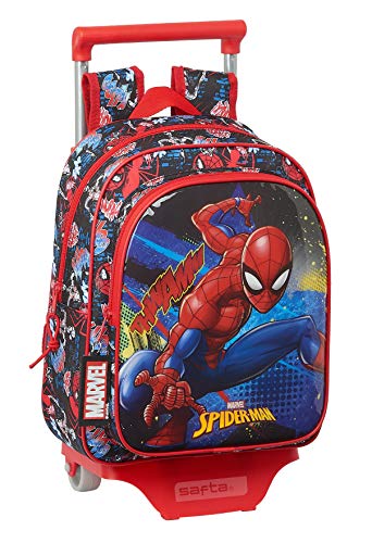 Safta Mochila Infantil de SpiderMan Go Hero con Carro 705, 270x100x330mm, negro/rojo, M