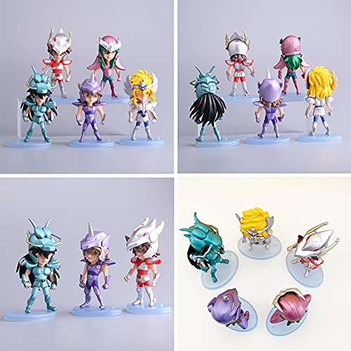 Saint Seiya Cake Topper BESTZY Saint Seiya Mini Juego de Figuras Decoración de pastel de cumpleaños de dibujos animados para Cumpleaños Decoración de La Torta del fiesta suministros 5 Piezas