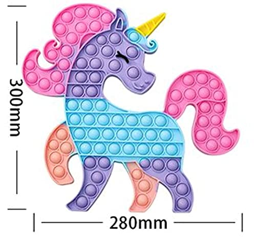 SAKELL Big Pop It Gigante Unicornio Rosa Lila Poppit Grande XXL Fidget Finger Toys Popit Enorme Navidad Decoración Juguetes Sensoriales Regalo Antiestres 30 cm 89 Popits Pops