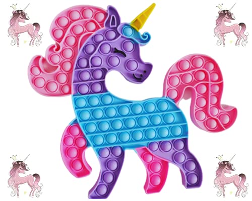 SAKELL Big Pop It Gigante Unicornio Rosa Lila Poppit Grande XXL Fidget Finger Toys Popit Enorme Navidad Decoración Juguetes Sensoriales Regalo Antiestres 30 cm 89 Popits Pops