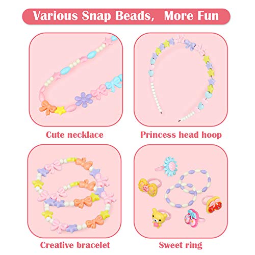 Sanlebi Niños Bricolaje Conjunto de Cuentas, 1000 PCS Abalorios para Hacer Pulseras Collares Anillos Kit Manualidades Juego de Hacer Bisuteria para Niñas