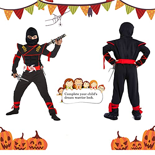 SATKULL Disfraz de ninja para niño, disfraz de lujo, de dragón, ninja, muscular, con accesorios de espuma ninja, los mejores regalos para niños (S-4-5 años)