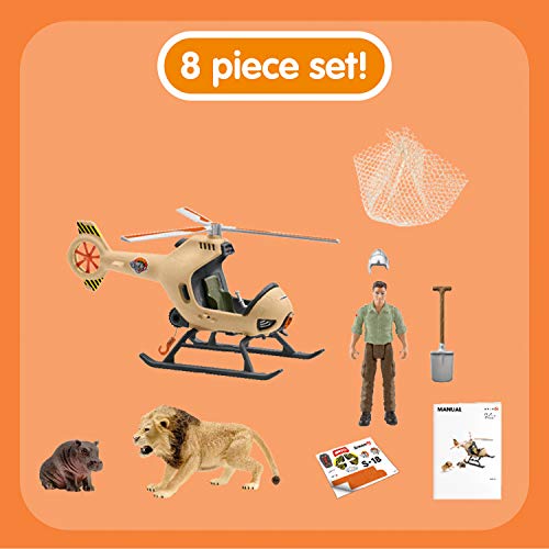 Schleich 42476 Wild Life play set - rescate de animales en helicóptero, juguetes a partir de 3 años