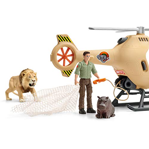 Schleich 42476 Wild Life play set - rescate de animales en helicóptero, juguetes a partir de 3 años