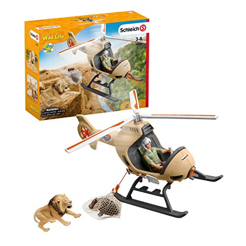 Schleich 42476 Wild Life play set - rescate de animales en helicóptero, juguetes a partir de 3 años