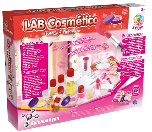 Science4you-Fabrica Kit para Hacer Labiales con 7 Experimentos-Juegos Educativos 8 años, Set Maquillage Infantil para Niñas, Pintalabios y Glosses (80002204)