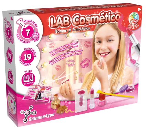 Science4you-Fabrica Kit para Hacer Labiales con 7 Experimentos-Juegos Educativos 8 años, Set Maquillage Infantil para Niñas, Pintalabios y Glosses (80002204)