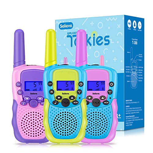 Selieve Juguetes para Niños Niñas de 3 a 8 Años, Walkie Talkies Niños Niñas 3 KM de Largo Alcance Radio de 2 Vías Aventuras al Aire Libre Juguetes para Niñas, Regalos Ideal para Niños Niñas 3-10 Años