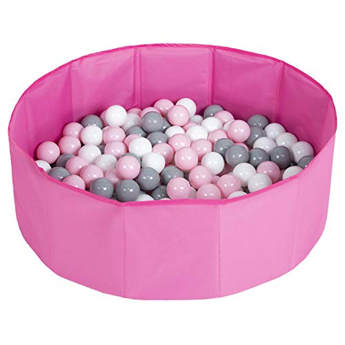 Selonis Piscina Plegable Con Bolas Coloridas De 200 Bolas NZ-78-BLUE, Rosa:Blanco/Gris/Rosa Claro