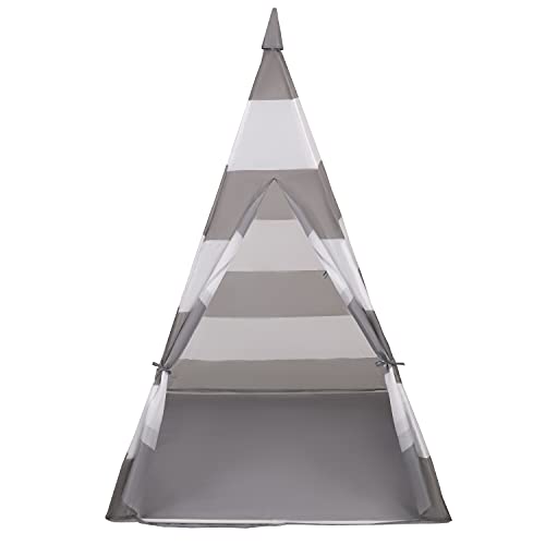 Selonis Tipi Infantil Bicolor SIN Bolas Coloridas Tienda para Niños, Rayas Gris-Blanco