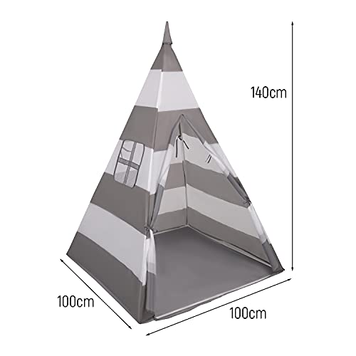 Selonis Tipi Infantil Bicolor SIN Bolas Coloridas Tienda para Niños, Rayas Gris-Blanco