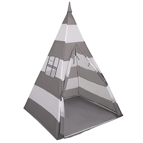 Selonis Tipi Infantil Bicolor SIN Bolas Coloridas Tienda para Niños, Rayas Gris-Blanco