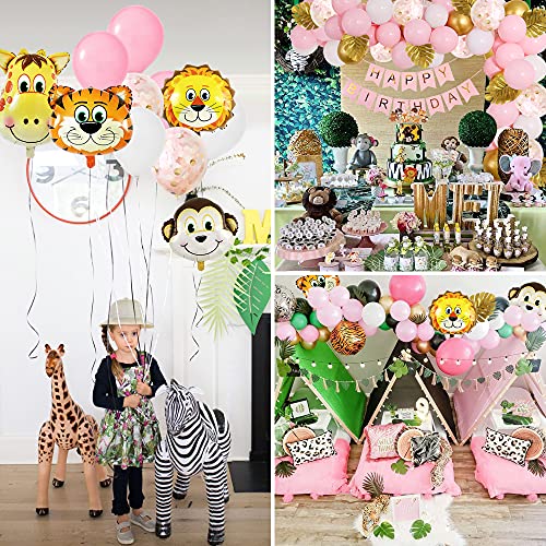 Selva Decoración Cumpleaños Niña, Selva Globos de Cumpleaños Fiesta Safari Decoracion Cumpleaños Feliz con Animale Globo Cake Toppers Fiesta Selva Globo para Niña Cumpleaños Baby Shower Decoración