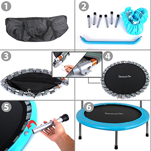 Serenelife - Trampolín Deportivo de 36 Pulgadas para Uso en Interiores y Exteriores - Trampolín Profesional de Saltos Redondos - Seguro para niños con Cubierta Acolchada y Manillar