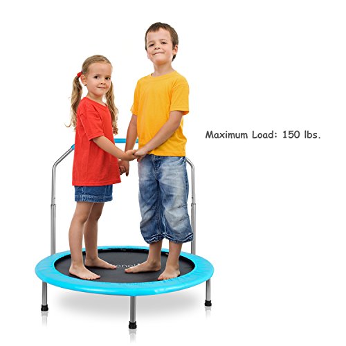 Serenelife - Trampolín Deportivo de 36 Pulgadas para Uso en Interiores y Exteriores - Trampolín Profesional de Saltos Redondos - Seguro para niños con Cubierta Acolchada y Manillar