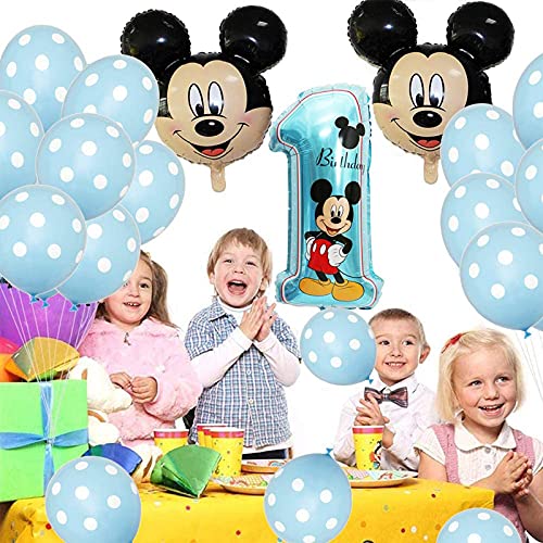 Set de Globos de Mickey Mouse, Banner de Feliz Cumpleaños de Mickey Mouse, Globos de Decoración de Fiesta de Cumpleaños de Mickey Mouse, Se Utiliza para Fiestas de Cumpleaños Infantiles, Etc