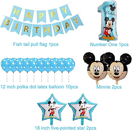 Set de Globos de Mickey Mouse, Banner de Feliz Cumpleaños de Mickey Mouse, Globos de Decoración de Fiesta de Cumpleaños de Mickey Mouse, Se Utiliza para Fiestas de Cumpleaños Infantiles, Etc