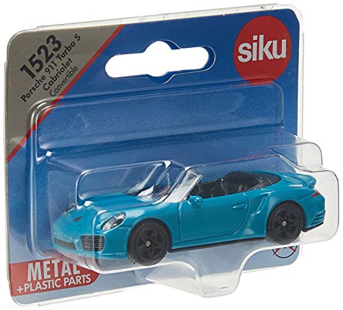 siku 1523, Descapotable Porsche 911 Turbo S, Metal/Plástico, Azul, Vehículo de juguete para niños