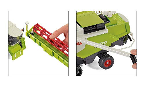 SIKU 4258, Cosechadora combinada Claas Lexion, 1:32, Orugas, Desmontable con remolque, Multifuncional, Metal/Plástico, Verde