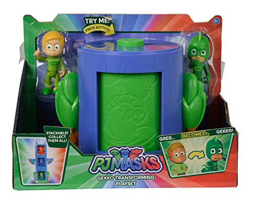 Simba 109402155 PJ Masks Transformation Greg in Gecko - Juego de Mesa con Figura Greg y Gecko (apilable, para niños a Partir de 3 años)