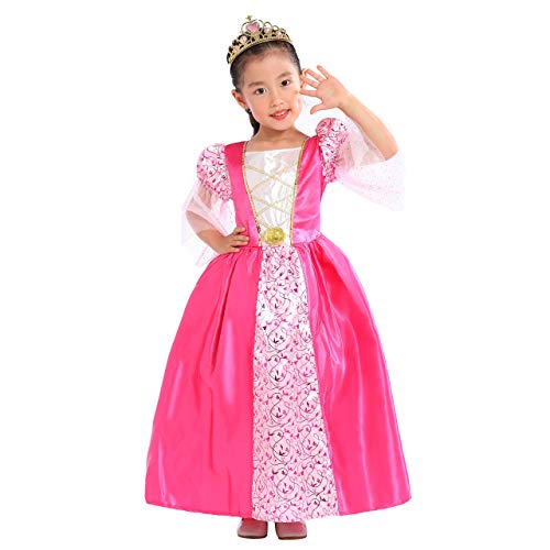 Sincere Party Vestido de Princesa Medieval con Tiara para niñas, Color Rosa 7-8 años