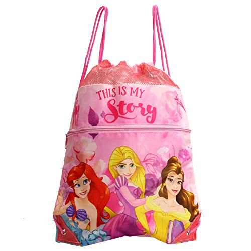 Skyline, Mochila Cuerdas Infantil, Princesas Disney, 39x30, Bolsa de Tela, Bolsa de Cordón para Deportes, Playa, Mochila de Gimnasio para Niños