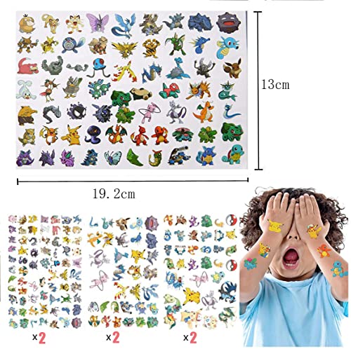 SLINGDA 24 Piezas Monster Mini Figuras , 12 Pulsera de Silicona, Tatuajes Temporales (6 Hojas),6 Piezas Llavero Pokemon Pikachu Fiesta para Niños Decoraciones Suministros