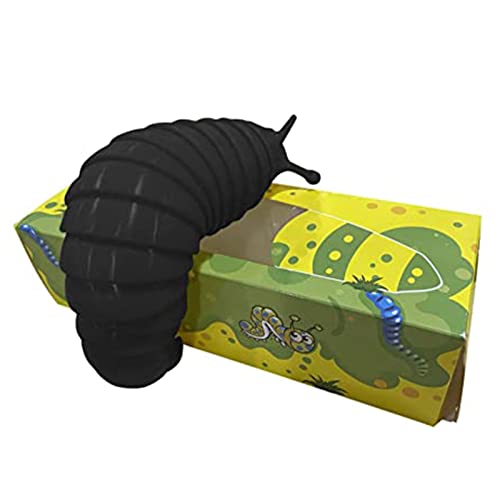 Slug Decompression Toy, 3D Printed Articulated Slug Fidget Toy, Anxiety Autism Stress Relief Sensory Toys, for Girls Boys Kids Adults Anti Stress Sensory Toy (Black)