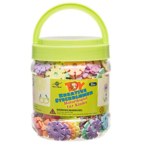 Smart Planet 400 flores en lata – Copos de nieve para clavar, 3,3 cm, colores pastel juguete educativo juego de bloques de construcción para niños a partir de 3 años