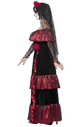 Smiffys Day of the Dead Bride Costume Disfraz de novia del día de los muertos, color negro, XXL-UK Size 24-26 (43739X2)