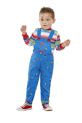 Smiffys Officially Licensed Chucky Costume Disfraz oficial, color azul, Toddler-1-2 Years (61027T1)