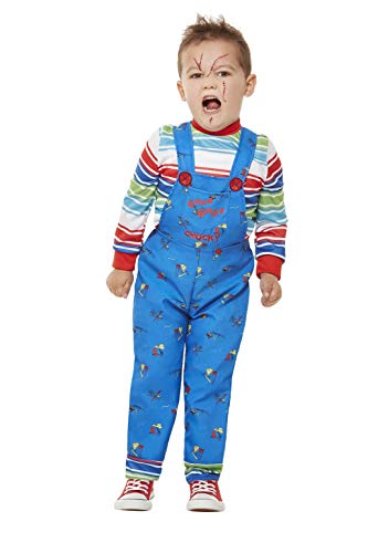 Smiffys Officially Licensed Chucky Costume Disfraz oficial, color azul, Toddler-1-2 Years (61027T1)