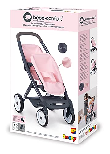 Smoby Silla Gemelar Rosa Claro Bebe Confort para Muñecos 253216, Color