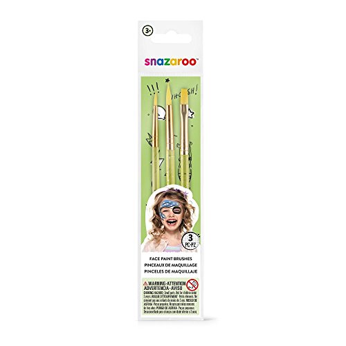 Snazaroo Ultimate Party Pack - Set de Maquillaje de Fiesta + Set de 3 pinceles para pintura facial, color verde